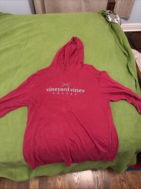 Vineyard Vines Red Hockey Hooded t shirt